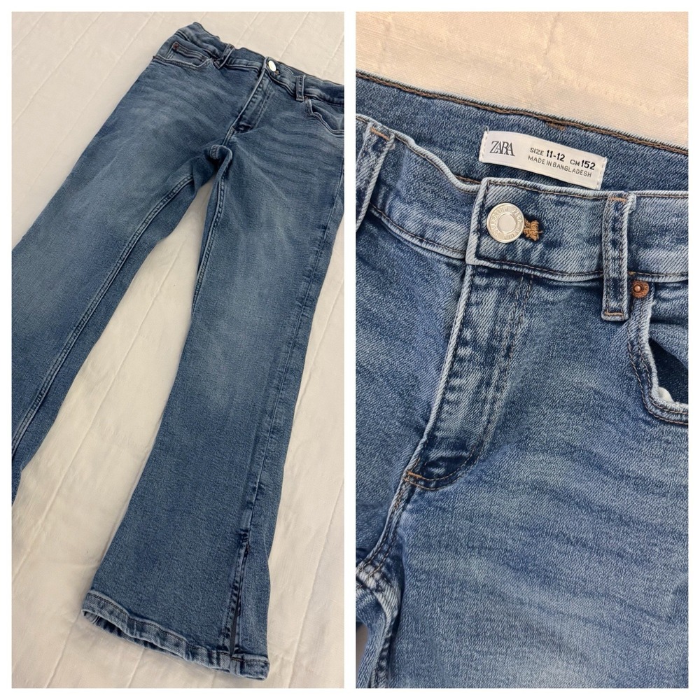 Zara‎ Girls Jeans Size 11/12 Medium Wash Flare Bottom EUC